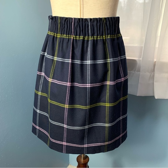 J. Crew Navy Windowpane Plaid Sidewalk Skirt - Picture 6 of 6